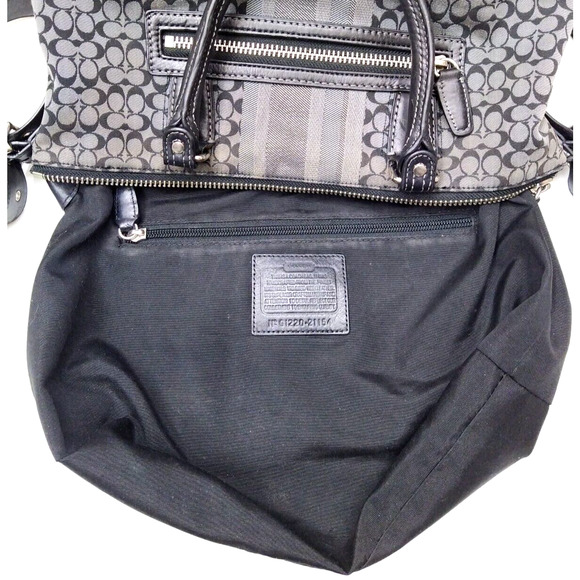 Coach Molly Signature Black Canvas Stripes Top Handles Zipper Satchel Bag - Picture 10 of 14